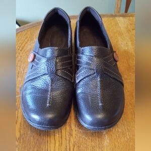 Clarks Dark Brown Leather Flats